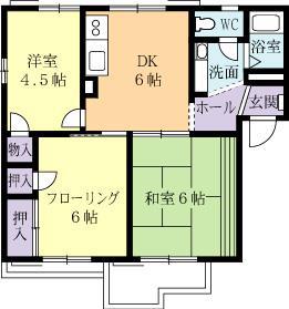 ウインリバーハイツD(3DK/1階)の間取り写真