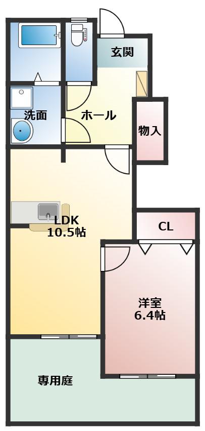 プリメーラ(1LDK/1階)の間取り写真