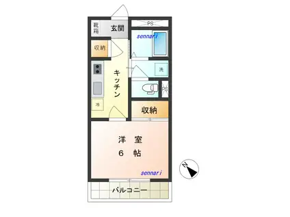 メゾンエスポアール(1K/1階)の間取り写真