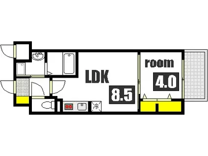 S-RESIDENCE本川町AFFORD(1LDK/9階)の間取り写真