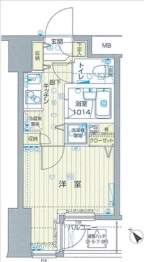 フォレシティ六本木(1K/6階)の間取り写真
