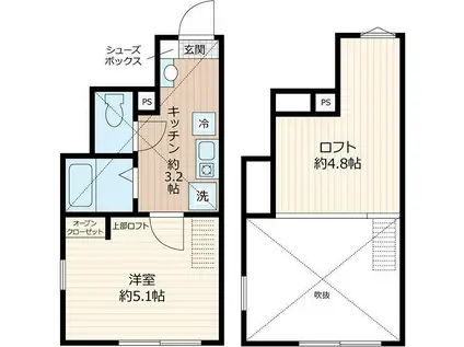 パピヨンIII(1K/2階)の間取り写真