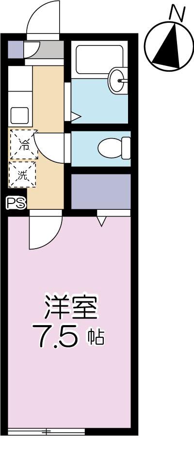 レクレドール(1K/1階)の間取り写真