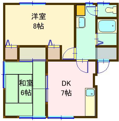 ブラバス(2DK/1階)の間取り写真