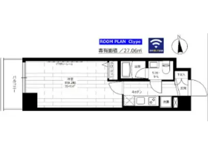 グランドコンシェルジュ池袋本町ウエスト(1K/4階)の間取り写真