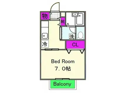 ヴィラ百合丘(1K/2階)の間取り写真