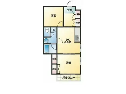 横山ビル(2DK/4階)の間取り写真