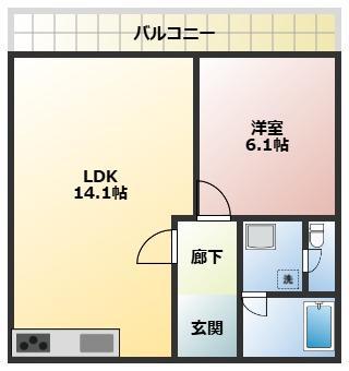 レフォルム青沼通(1LDK/3階)の間取り写真