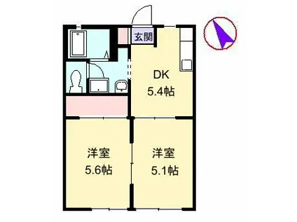 エスポワールI (2K/1階)の間取り写真