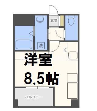 リバパレス靭公園(1K/4階)の間取り写真