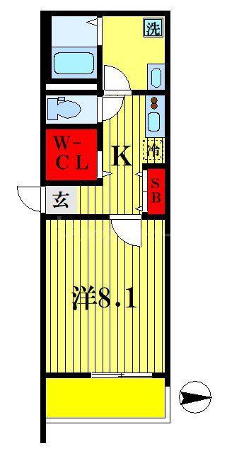 GRANDIR三郷(1K/3階)の間取り写真