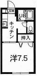 シャトルアール(1K/1階)の間取り写真