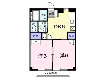 メゾンローズC(2DK/2階)の間取り写真