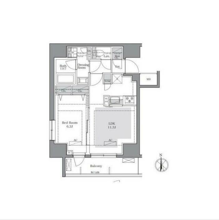 ラグゼナ八王子新町(1LDK/6階)の間取り写真