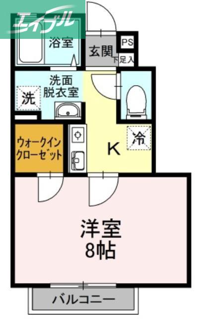 PROGRESS B棟(1K/1階)の間取り写真