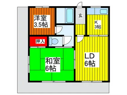 末広ハイツ(2LDK/1階)の間取り写真