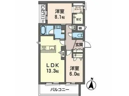 シャーメゾンMAYA岡本(2LDK/3階)の間取り写真