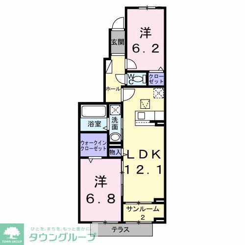 ベル・コリーヌB(2LDK/1階)の間取り写真