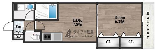 プロスパーコート長瀬(1LDK/1階)の間取り写真