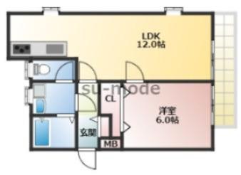 三井マンション(1LDK/3階)の間取り写真