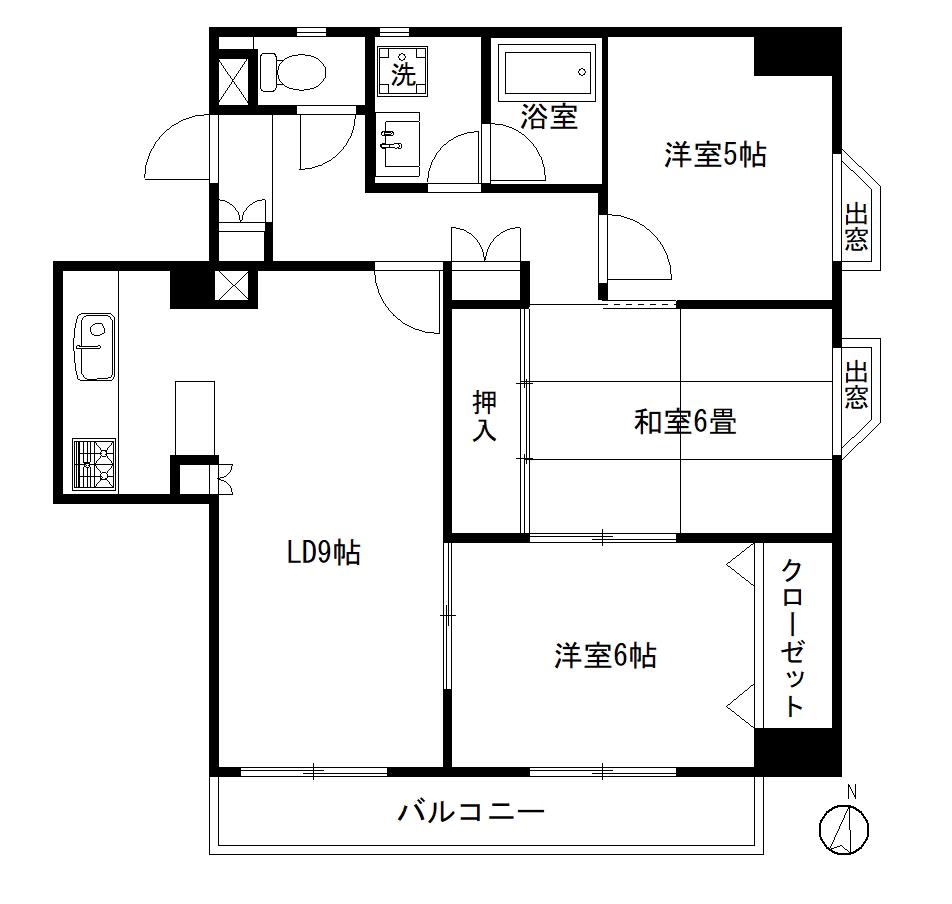 ハイコート白妙(3LDK/7階)の間取り写真