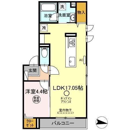 GRAZIO B棟(1LDK/3階)の間取り写真