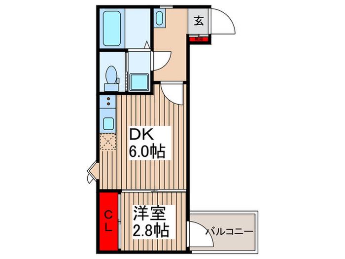 ベルクール(1DK/3階)の間取り写真