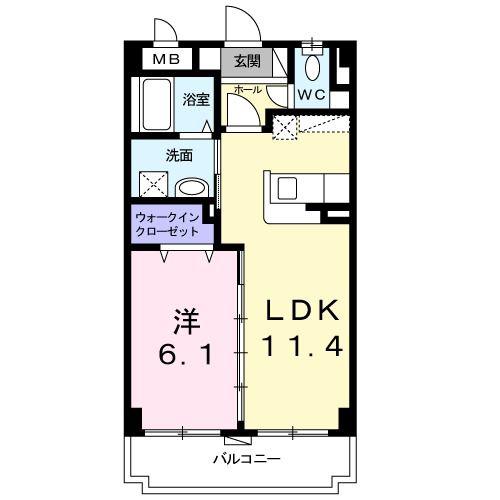 桜エターナル(1LDK/2階)の間取り写真