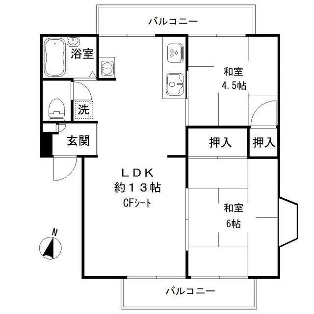 ハイムSI(2LDK/1階)の間取り写真