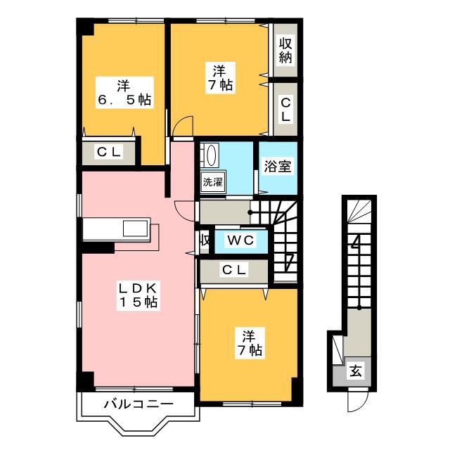 ユニヴェール(3LDK/2階)の間取り写真
