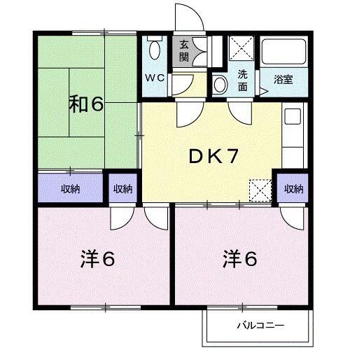 アップタウン2番館(3DK/2階)の間取り写真