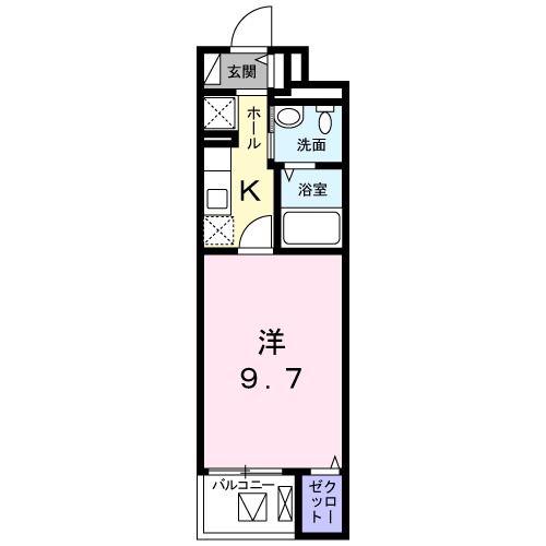 コスモ・ガーデン上足洗(1K/3階)の間取り写真