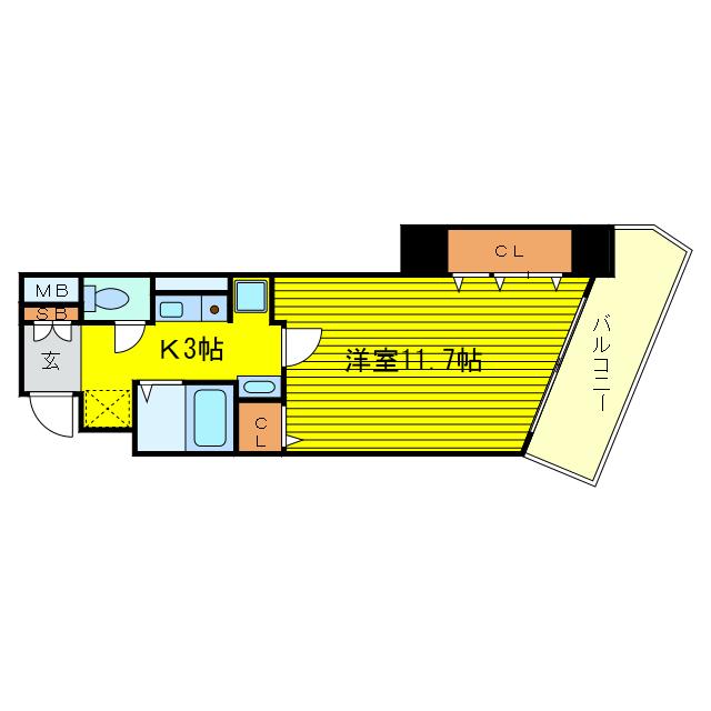 エイバー新野田(1K/6階)の間取り写真