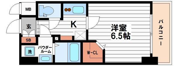 LA DOUCEUR谷町(1K/7階)の間取り写真
