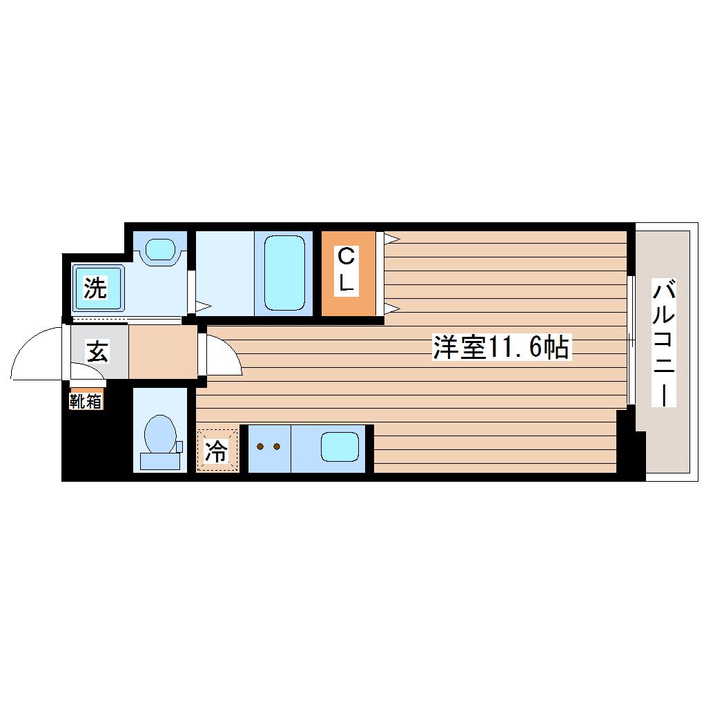 アスコット南仙台駅前(ワンルーム/4階)の間取り写真