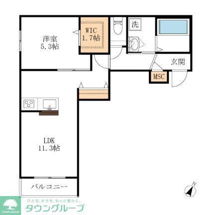 MAPLE LEAF(1LDK/3階)の間取り写真