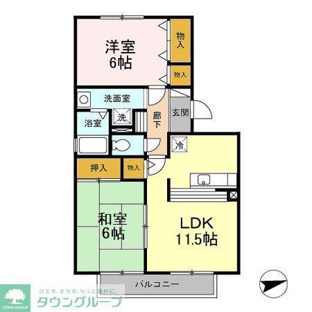 エーデルハイム(2LDK/2階)の間取り写真