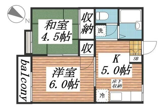 TKコーポラス(2K/1階)の間取り写真