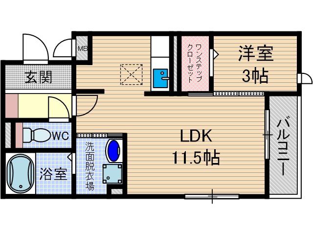 アベニール千里(1LDK/2階)の間取り写真