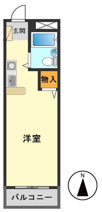 コーポザルツブルク(ワンルーム/2階)の間取り写真