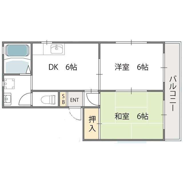 フレグランス(2DK/1階)の間取り写真