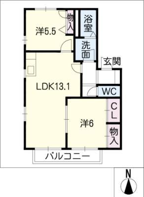 ルミナス(2LDK/2階)の間取り写真