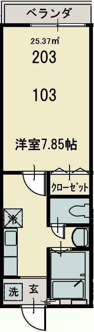 ハイムメルシー2(1K/2階)の間取り写真