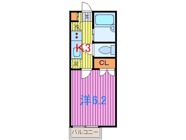 クレアーレ瑞江III(1K/2階)の間取り写真