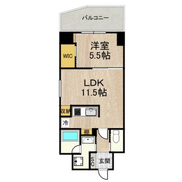 ONE O ONE 内代(1LDK/7階)の間取り写真