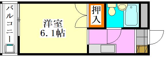 第一ローズハイツ(1K/2階)の間取り写真