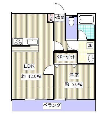 ミヤビコーポIII(1LDK/2階)の間取り写真