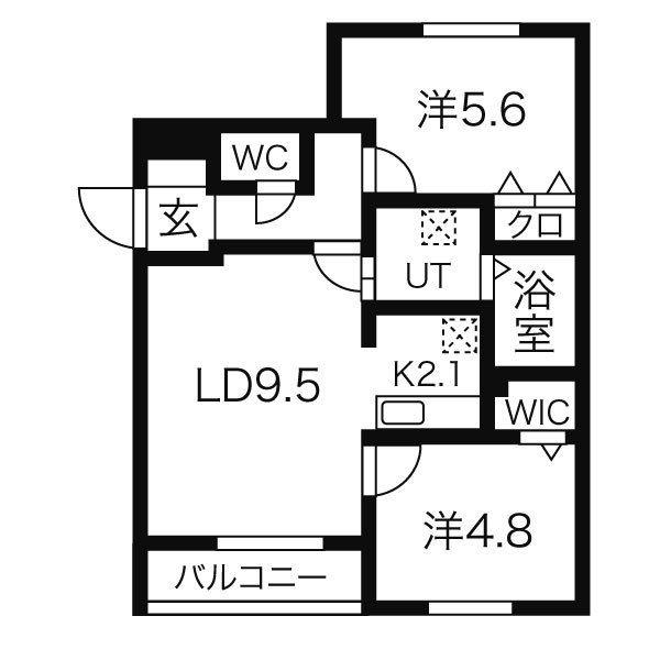 ロワ・クレール(2LDK/2階)の間取り写真