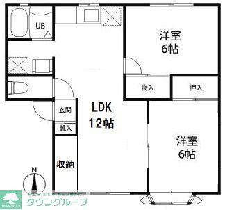 メンバーズタウンかすみ(2LDK/1階)の間取り写真