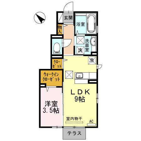 Aル一ム大崎(1LDK/1階)の間取り写真